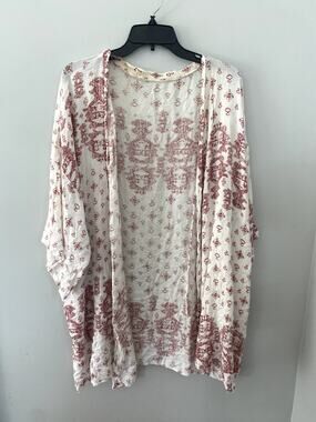 Pink Blush Women's Kimono White Boho Cardigan
